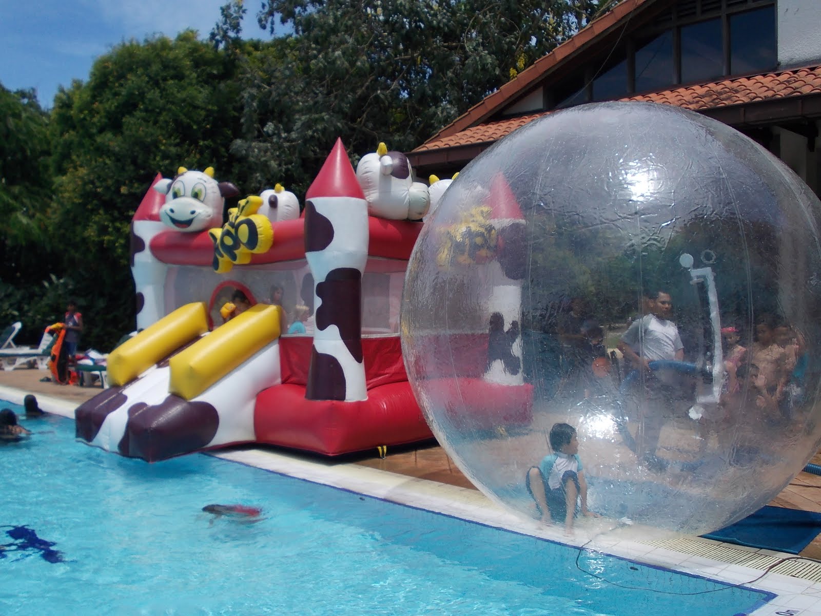 Inflatable Bouncing Castle Pool Slide & Giant Inflatable Water Ball Pool Games for Pool Party, Pool Parties, Birthday Party, Birthday Parties & Events Malaysia