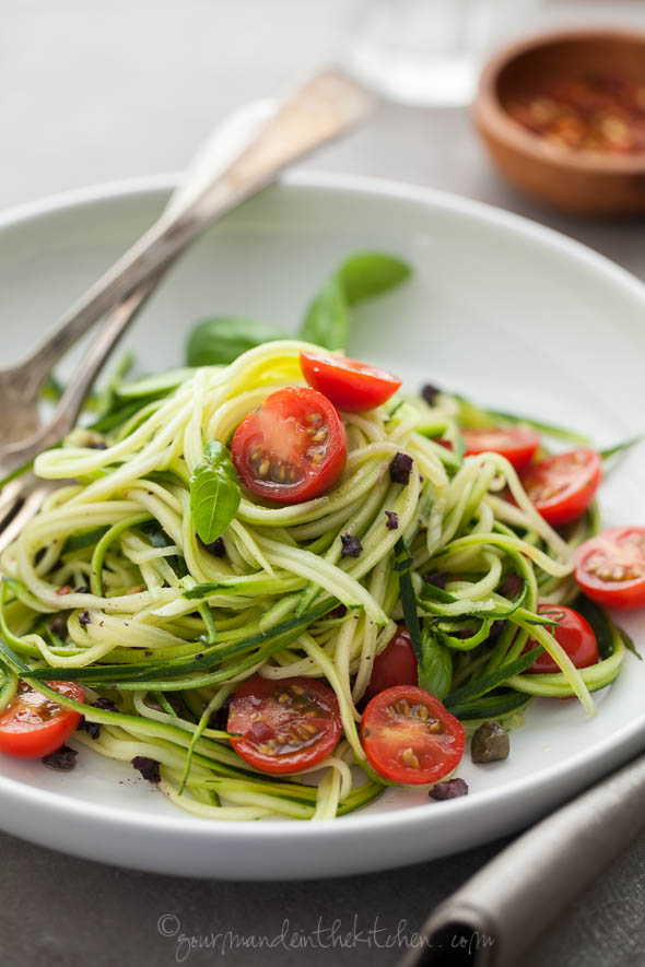 Zucchini-Noodles-with-Caper-Olive-Sauce-and-Fresh-Tomatoes-gourmandeinthekitchen.com_