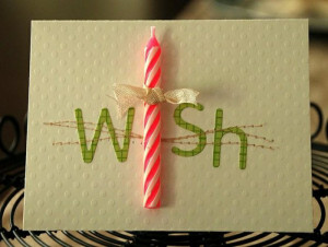 簡単に手作りできる誕生日メッセージカード「Make a Wish」。マステ、キャンドル、リボンを上手に活用！