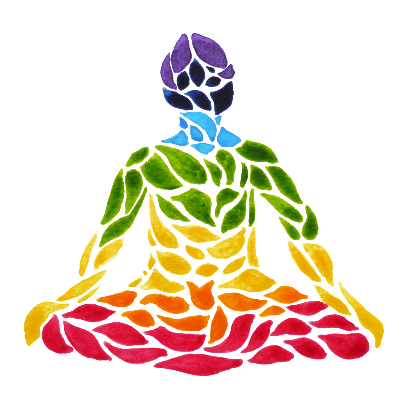lotus pose yoga with mudra hand, watercolor painting, abstract chakra reiki power